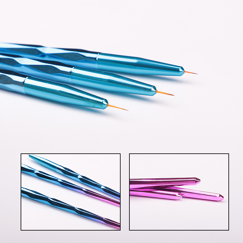 Nail Painting Brush Set Line Nature Plastic Handle Nylon Head
