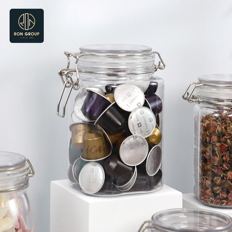 Restaurant Pet Wide Mouth Half Gallon Square Air Tight Food Storage Supplier for Sale Clear Bottle Plastic Jars with Lids