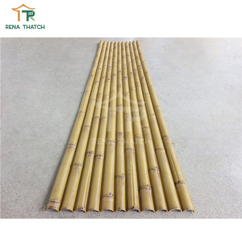 Long Lasting Outdoor Tiki Bar Artificial Bamboo Screen Synthetic Bamboo Pole Panels Roll Plastic Bamboo Wall