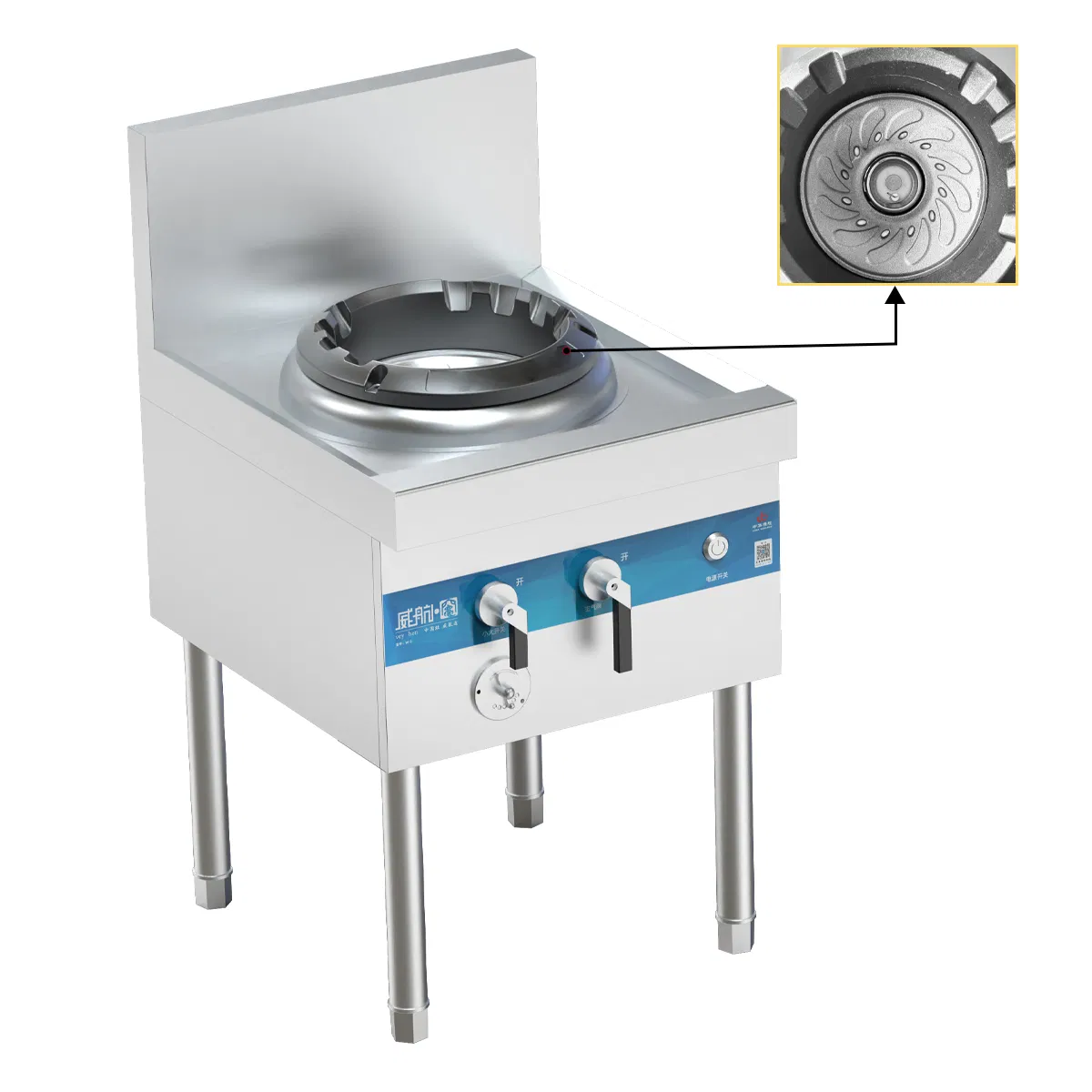 600mm Stainless Steel Gas Cooker for Commercial Wok Use