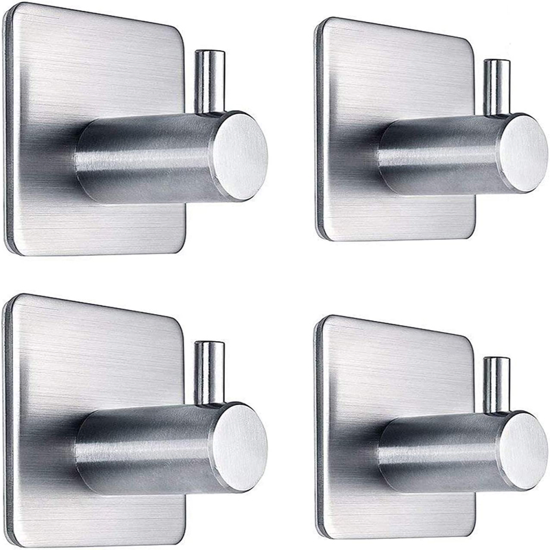 Hot Sales SUS304 Metal Heavy Duty Adhesive Wall Mount Bathroom Hooks for Hanging & Wall Orgainzation Waterproof Oil Proof
