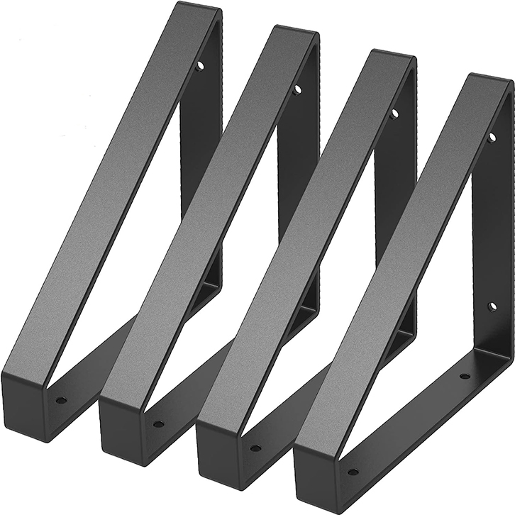 Jh-Mech Easy to Install Wall Board Support Multiple Sizes Right Angle Cast Iron Wall Brackets for Shelves