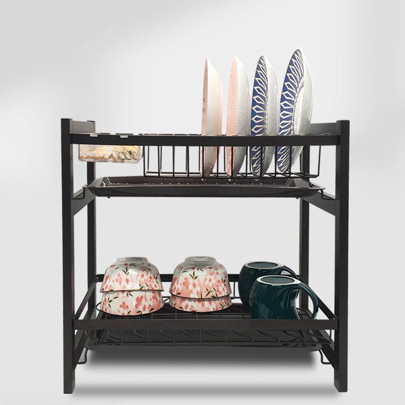 Factory Price Metal Rack Soft Enamel Kitchen Drying Double Dish Rack