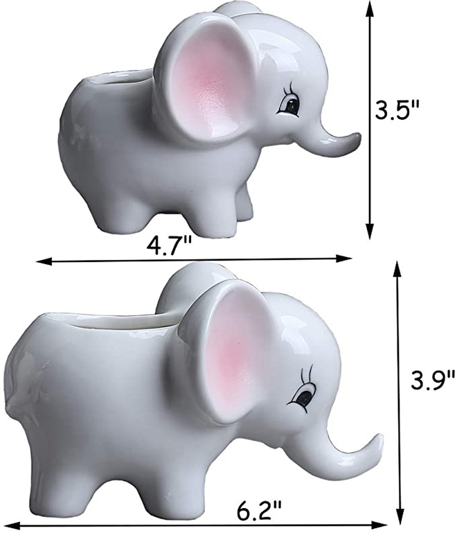 Горшок керамический белый для суккулентов слоны