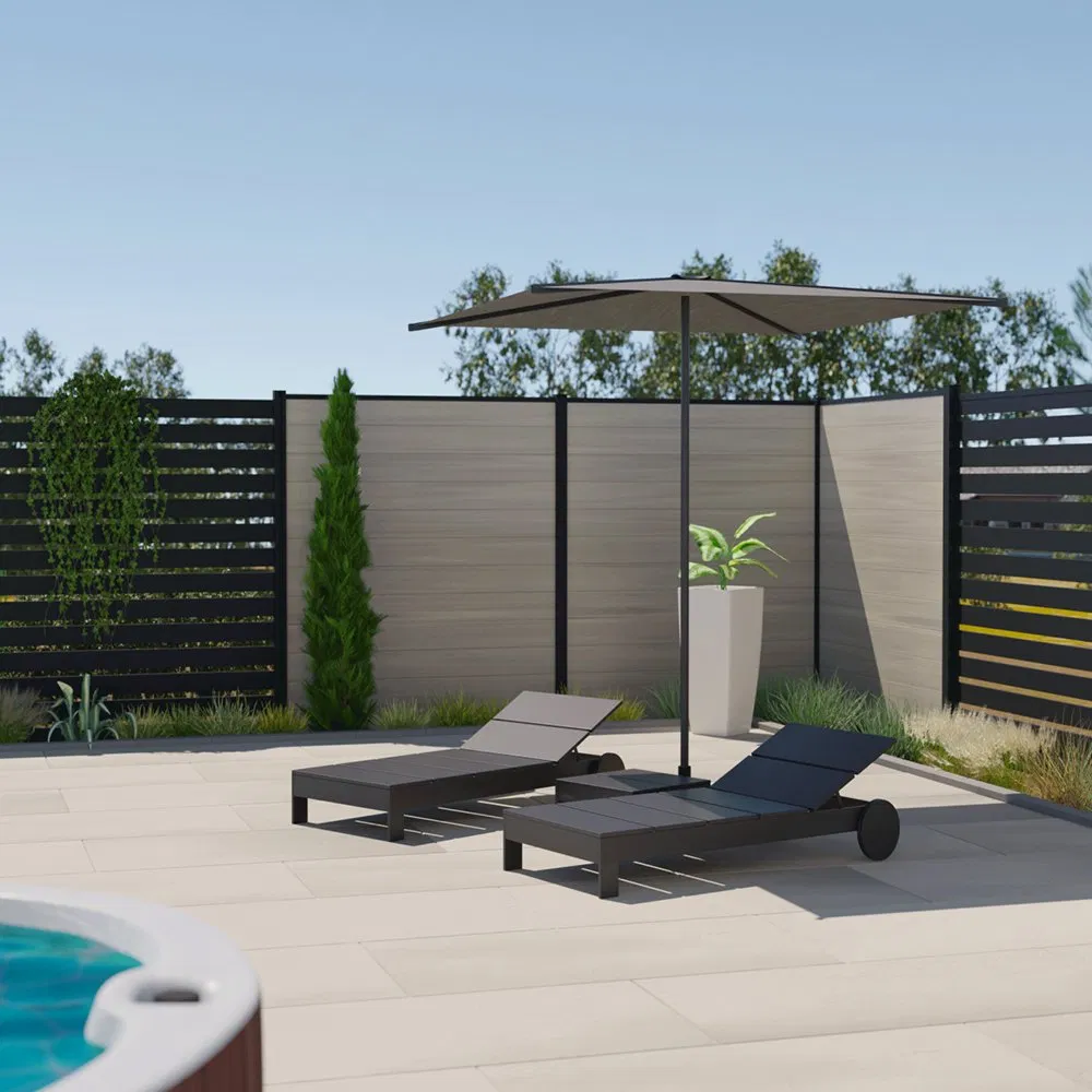 Swimming Pool Engineered WPC Fence Fire-Retardant Wood Plastic Composite Extrusion Bammax 150*20mm Panel WPC Fence