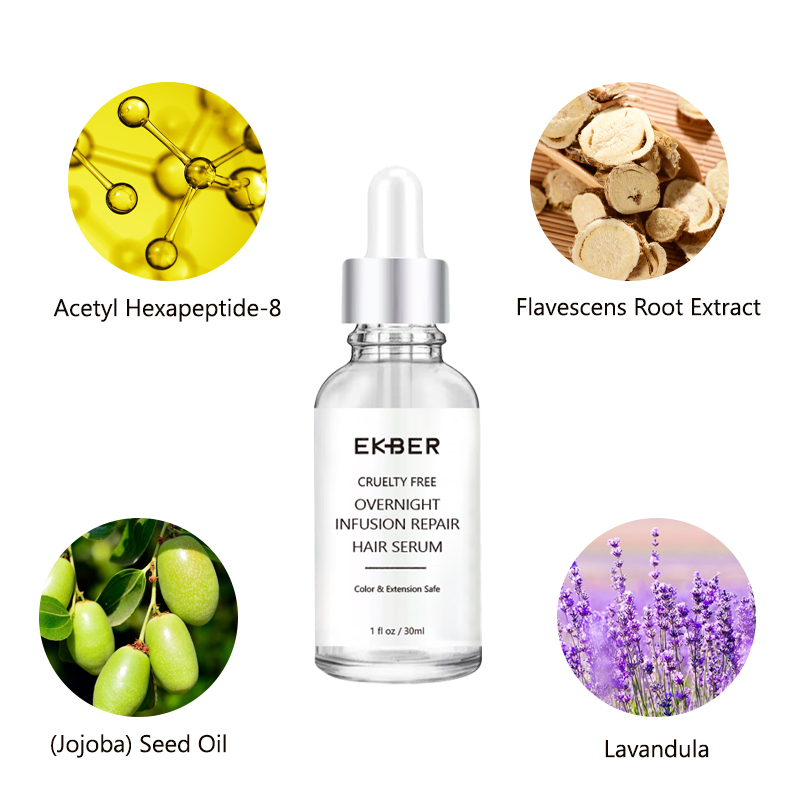 Private Label Best Factory Overnight Repairing Hair Thicker Growth Oil Serum 30ml