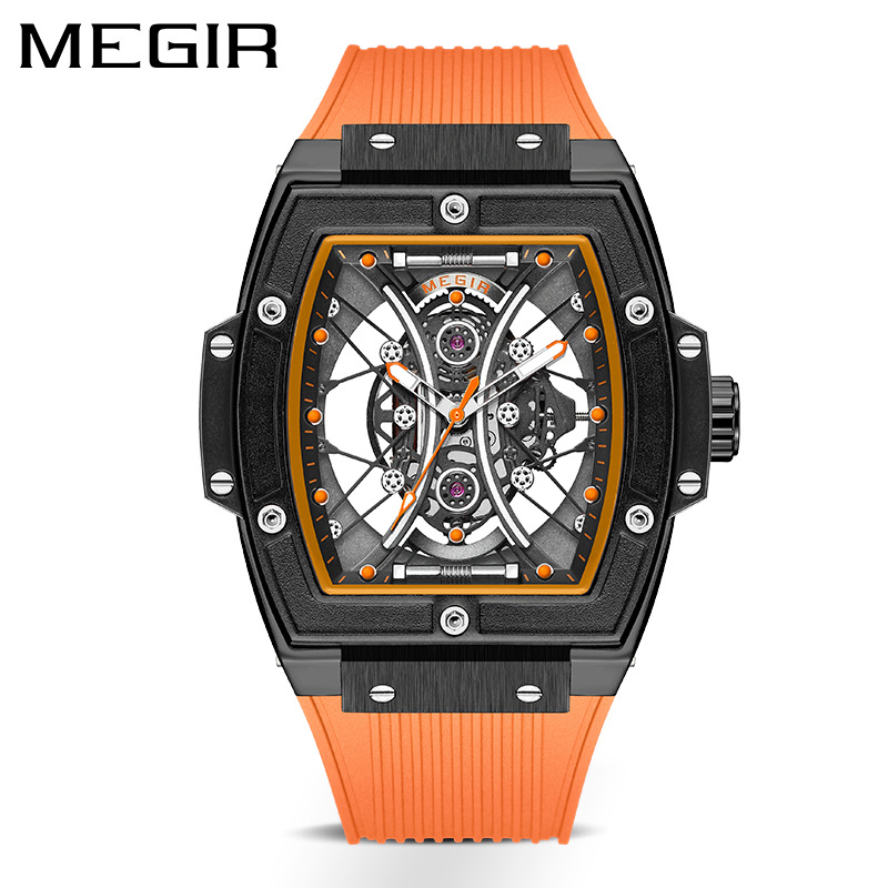 Hot-Selling Brand Megir Silicone Band Sports Fashion Square Waterproof Men's Quartz Watch