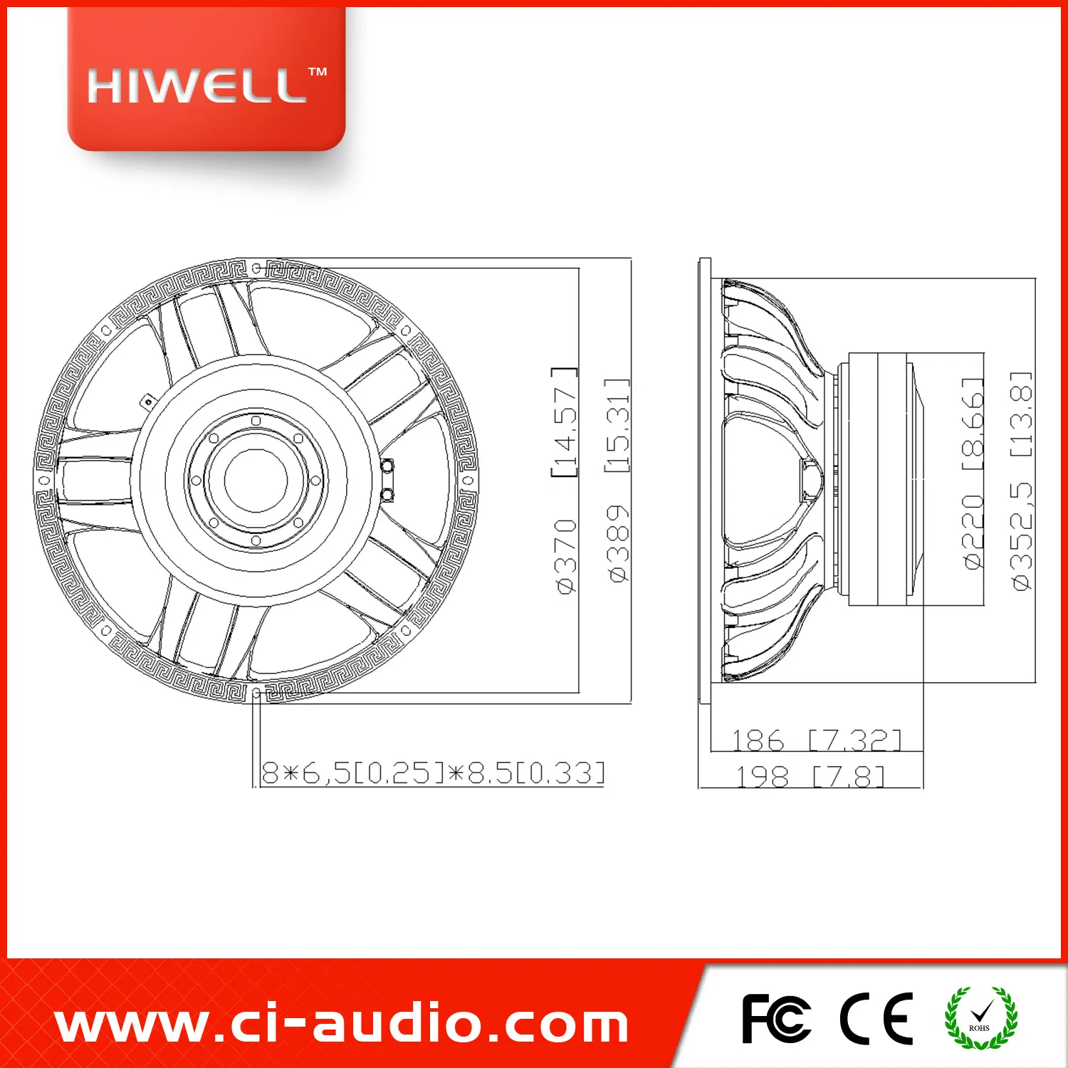 Outdoor Powered Audio Speaker 15 Inch Double Magnets Subwoofer Professional Sound System.