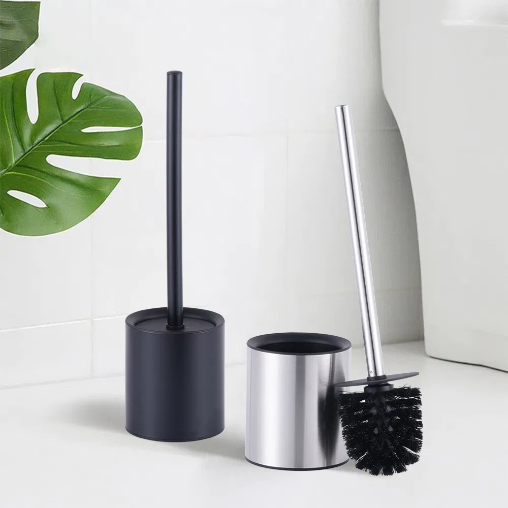 Stainless Steel Toilet Brush with Easy Automatic Open Holder Toilet Brush Holder