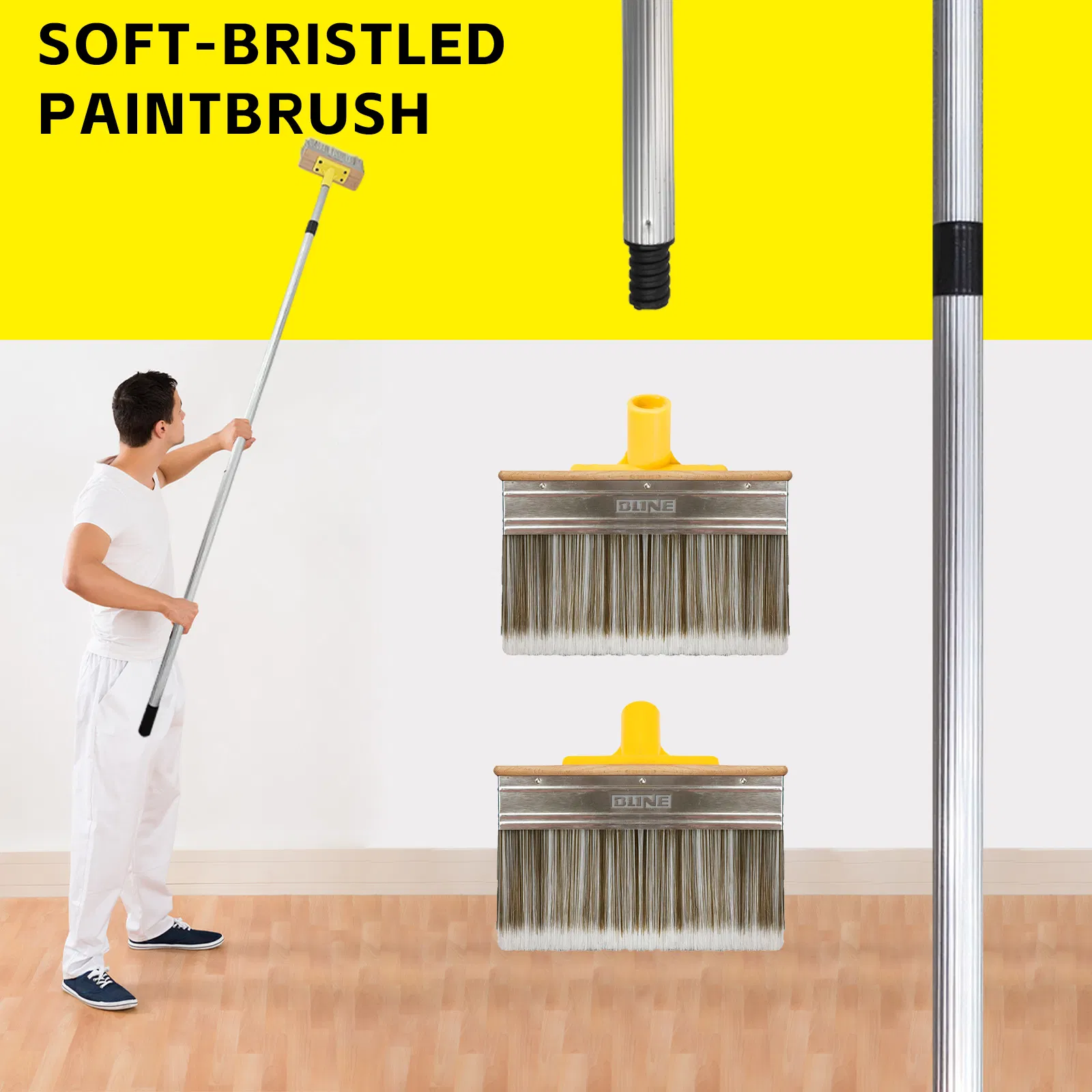 Aluminum Paint Roller Extension Pole Soft-Bristled Brush High-Reach Painting