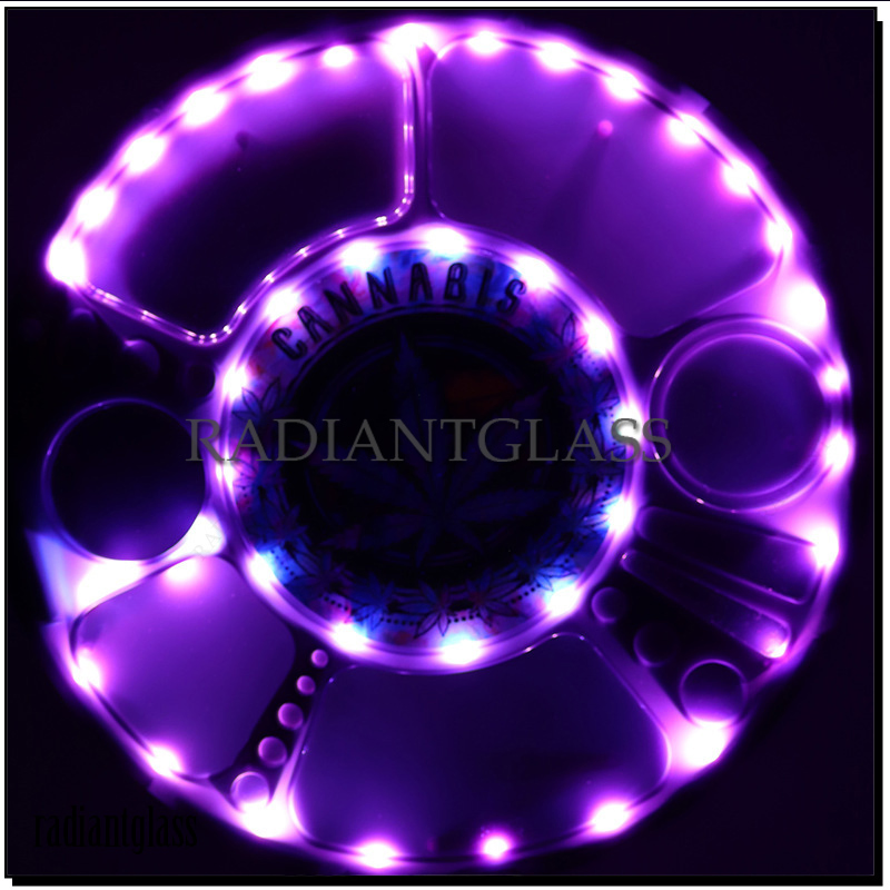 Round LED Cigarette Tobacco Operation Tray Herb Smoking Ashtray