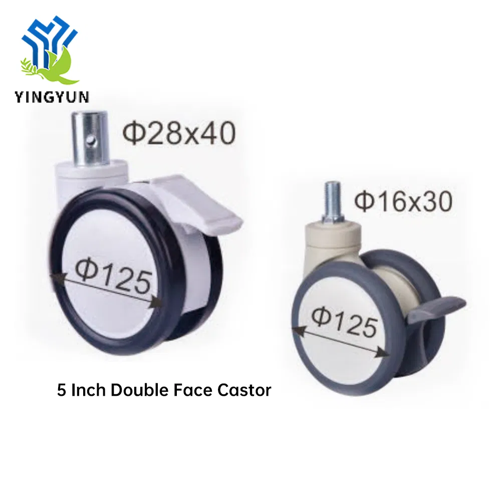 Factory Wholesale 5 Inch Swivel Medical Twin Caster Wheels for Hospital Bed