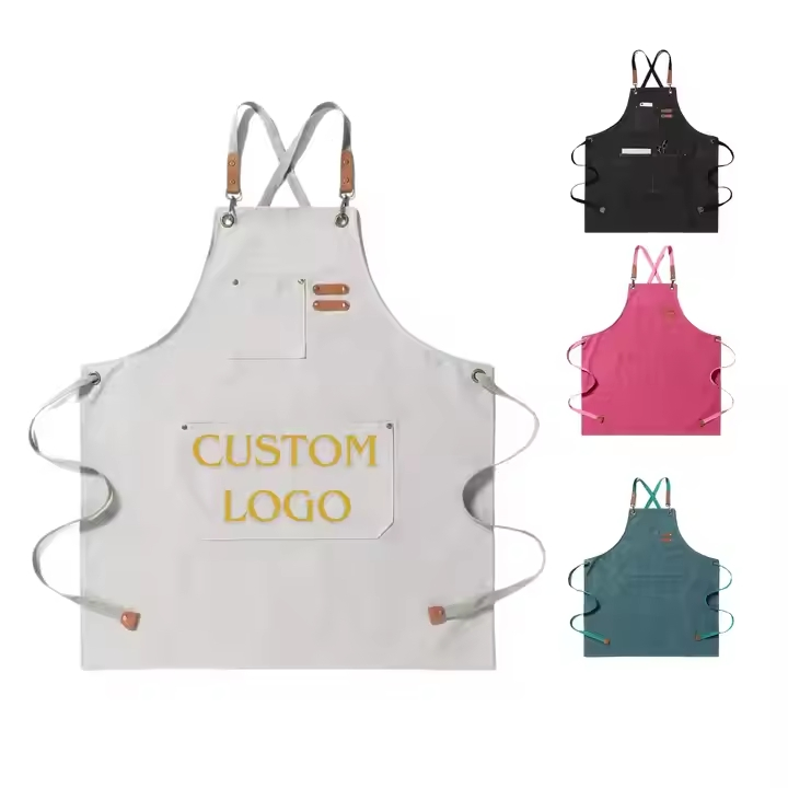Personalized Logo Cooking Apron Chef Work Barber Hotel Cafe Adjustable Canvas Cooking Apron for Bar Restaurant
