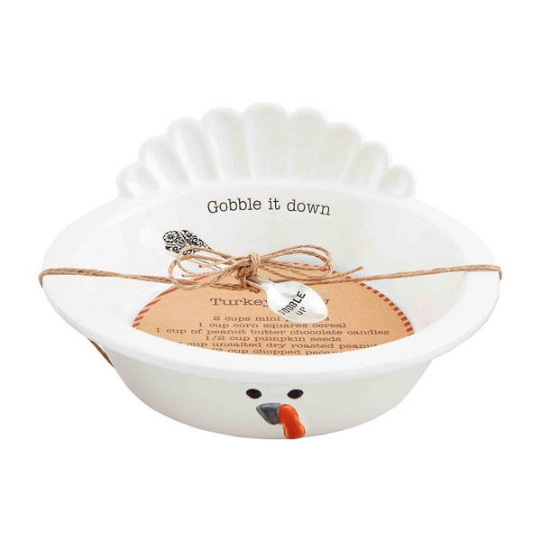 Stylish Turkey Chow Bowl Set with Silver Spoon Design