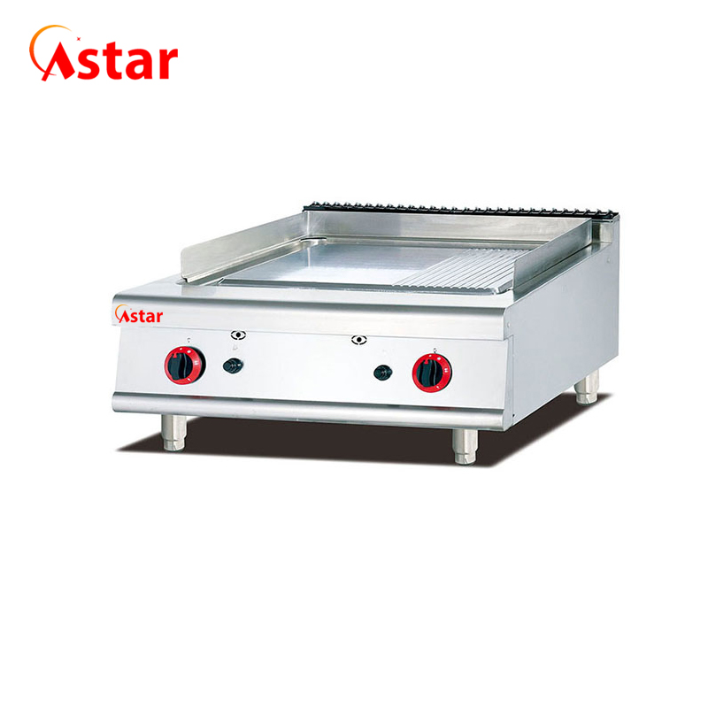Ce Approved Catering Equipment 1/3 Grooved Gas Griddle with Cabinet