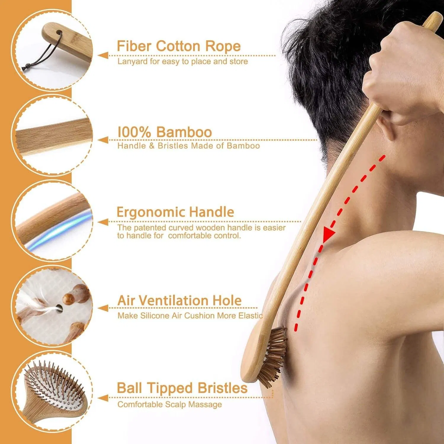 Bamboo Oversize Back Scratcher with Air Cushion for Instant Relief