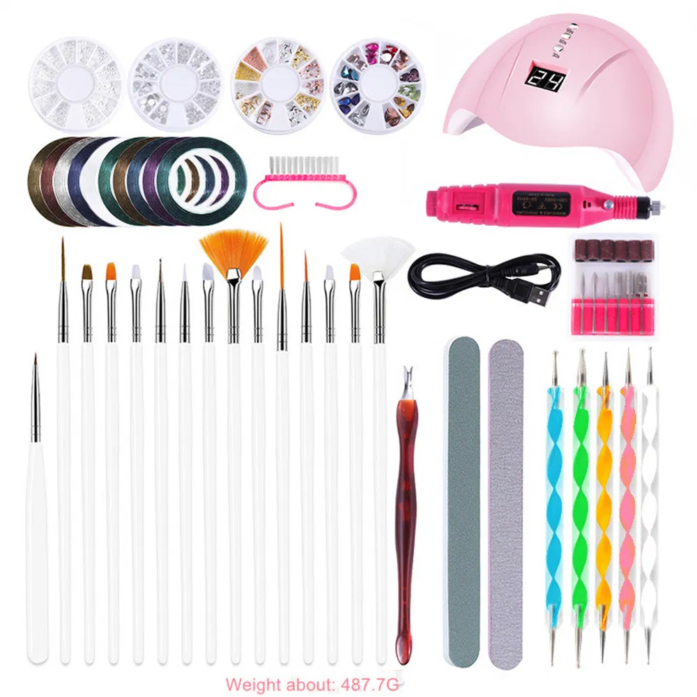 Hot Selling Nail Tools Set Nail Lamp Nail Dril Nail File Paint Pen Manicure Set