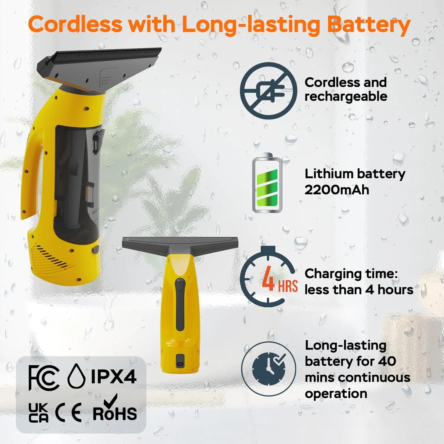 All-in-One Electric Window Squeegee Cordless Battery Window Cleaner (KS-5523)