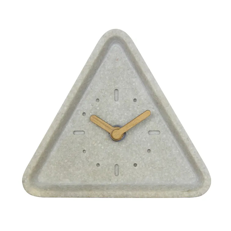 Unique Creative Triangle Resin Cement Clock for Hotel Coffee Office Desk Table Clock Custom Factory