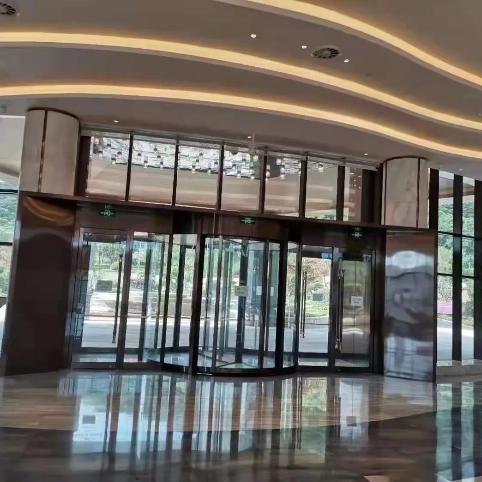 Custom Powder Coating Auto Rotate Revolving Glass Door