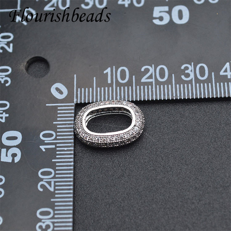 Flourishbeads Gold-Plated Rhodium-Plated Micro Pave Zircon Geometric Oval Pendant Jewelry Making