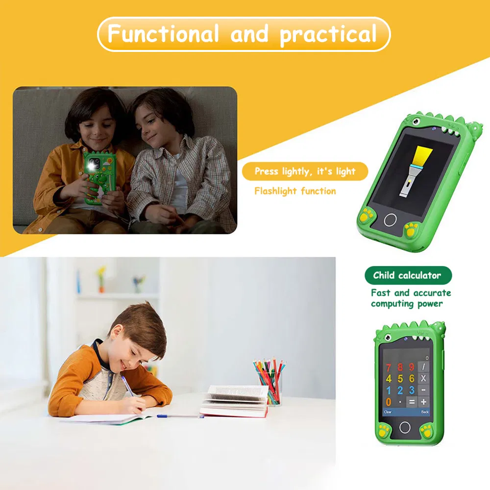 Z10 2.8 Inch Cartoon Animal Dual Lens Touch Screen Kids Camera Safe and Durable Built-in Games Green Unicorn