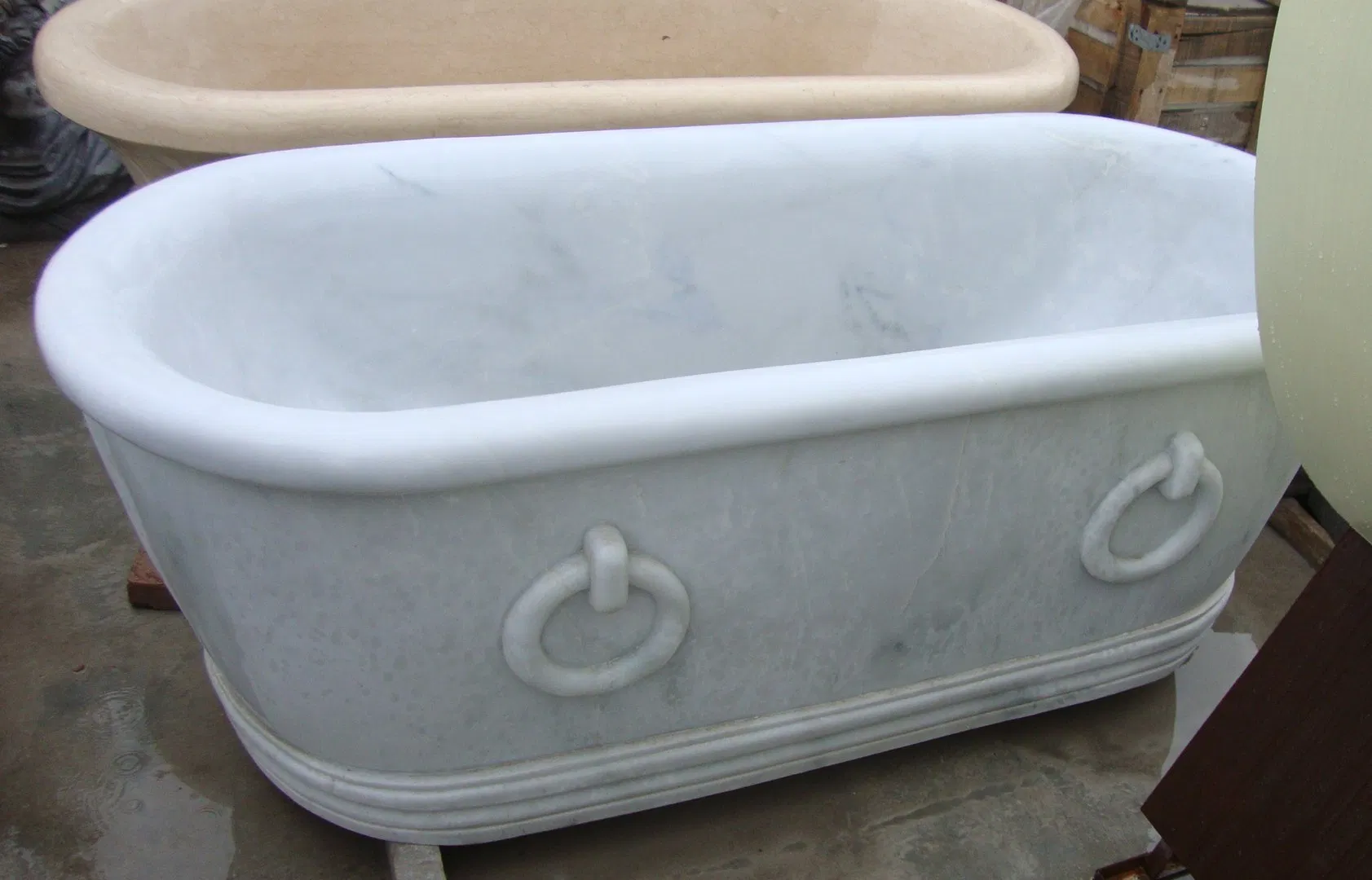 Custom Interior Decor Natural Stone Bathtub White Marble Bathtub Home Furniture for Sale (SYBT-007)