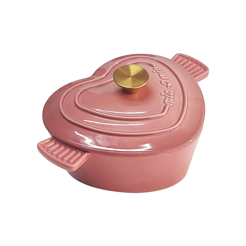 Traditional Soup Cooking Pot Heart Shape Covered Dutch Oven Enameled Cast Iron Cooking Pot Casserole with Lid