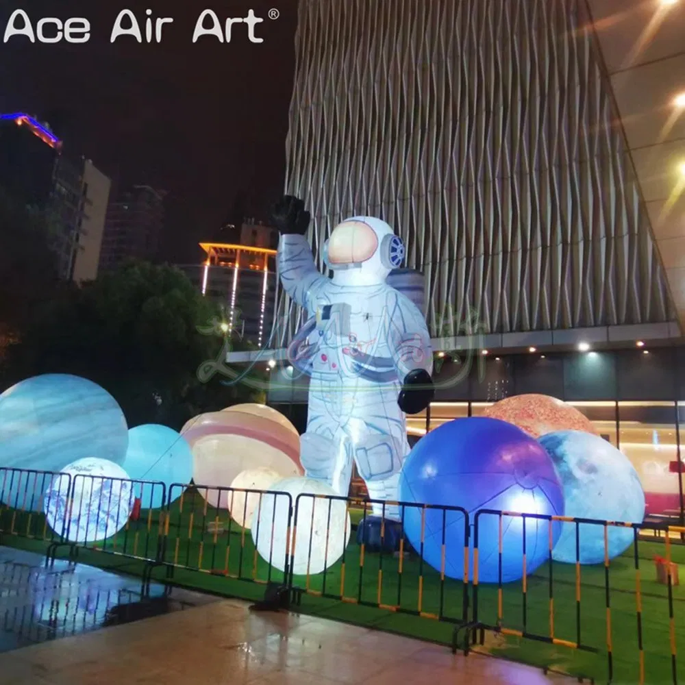 Custom Inflatable Astronaut Pop up Spaceman Sitting on The Moon LED Character for Party Decoration or Kindergarten
