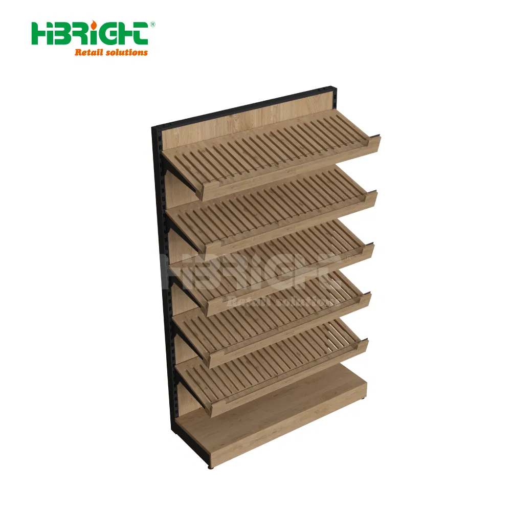 Highbright Double Side Wood Rack Display Bakery Shelf Rack for Sale