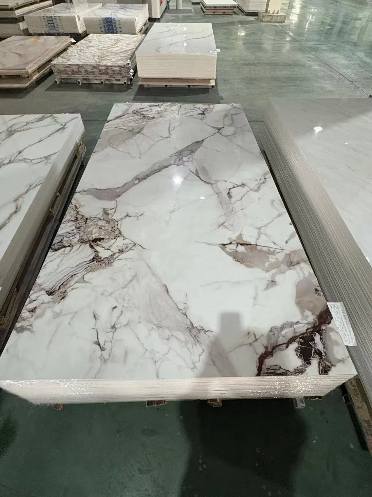 New Design Colorful Waterproof Gold Line UV PVC Marble Sheet Wall Sheet Wall Panel for Interior Decoration