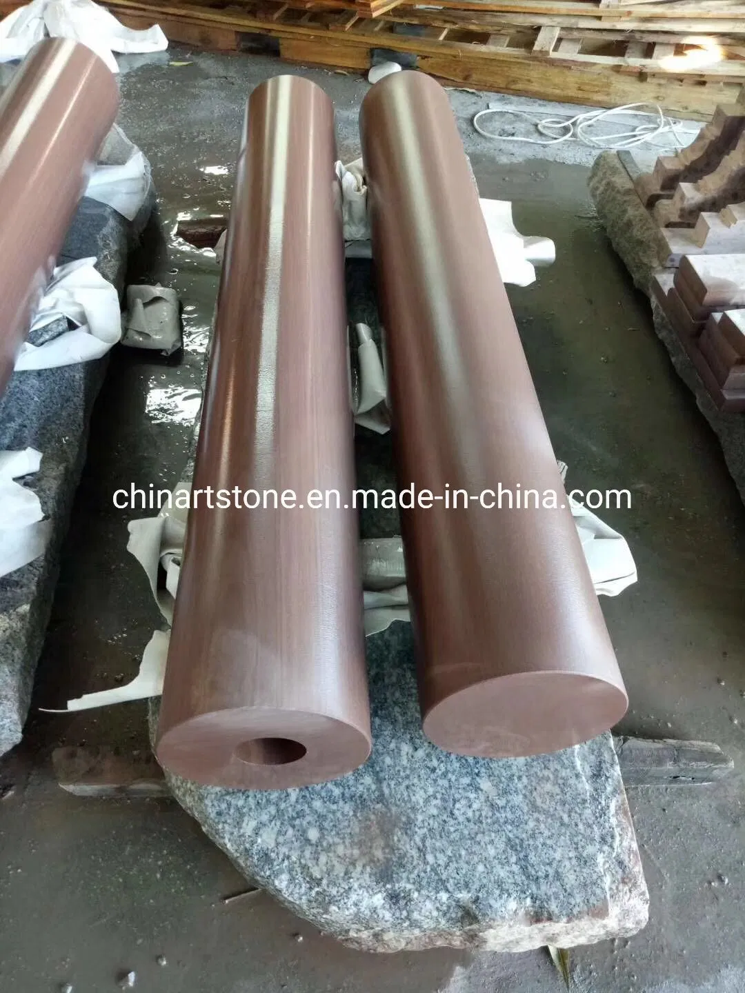Red Wooden Sandstone Column for House Decoration