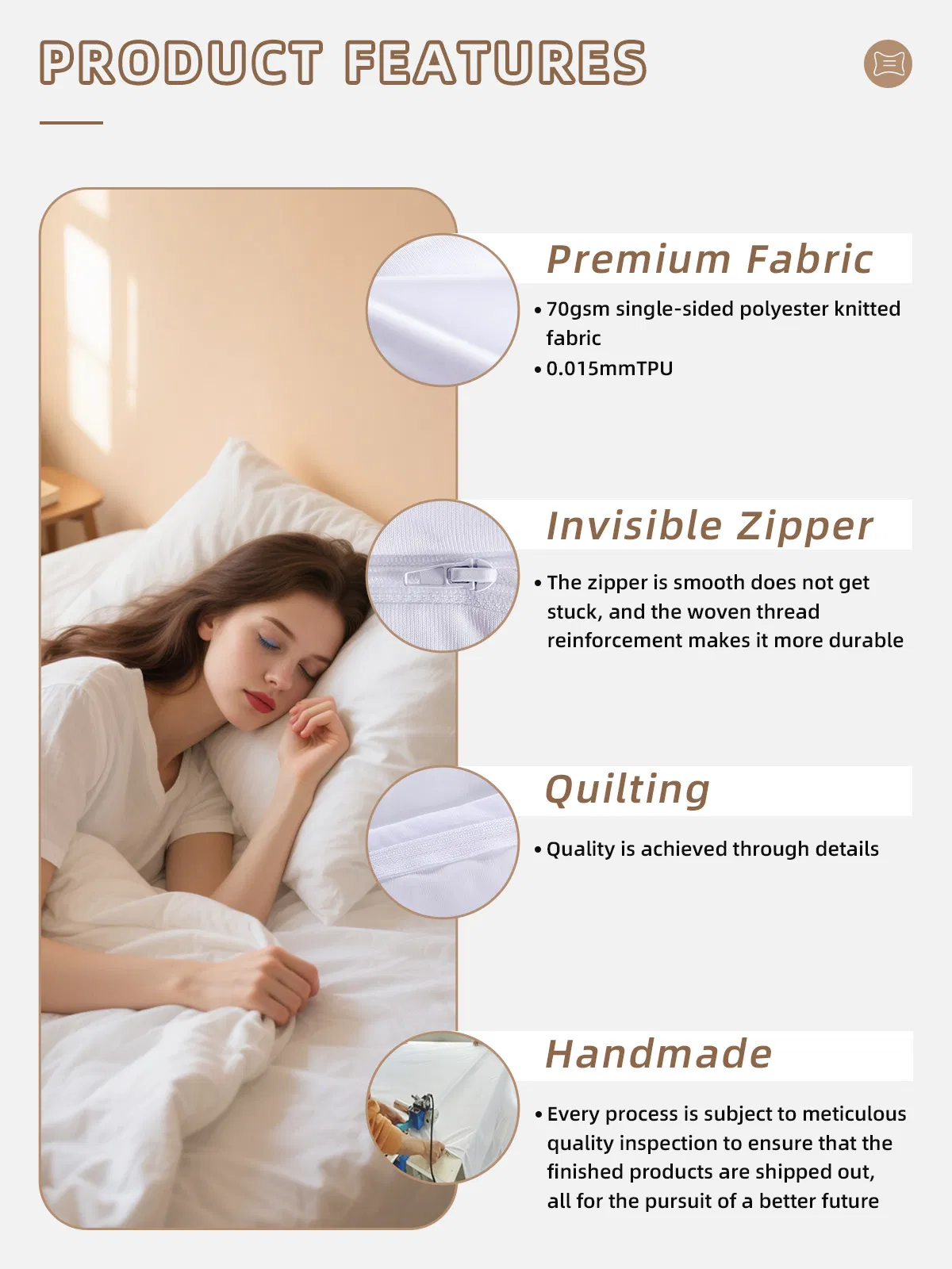 Custom Bedding Set Waterproof Nonwave Soft Pillow Case