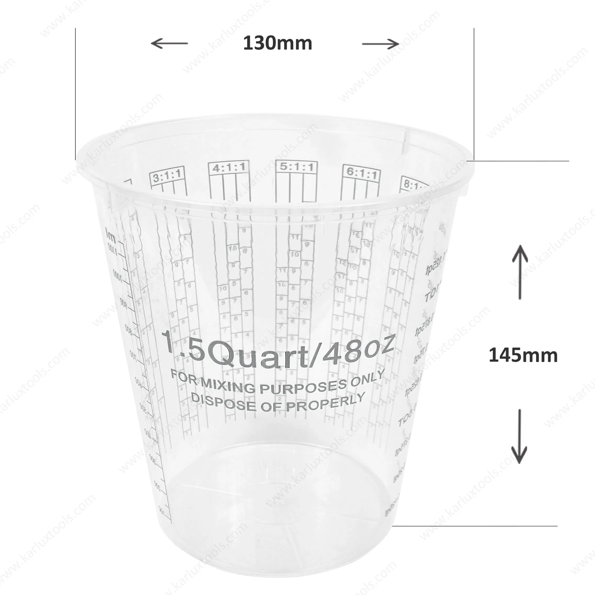 48 Oz 1.5 Quart Auto Paint Measuring Cups 48 Ounce PP Plastic Disposable Resin Epoxy Mixing Cups Graduated Paint Mixing Cups