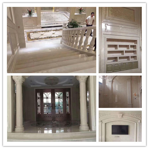 Moon Cream Yellow Beige Marble Polished Tiles Slabs for Interior Decoration Countertops Island