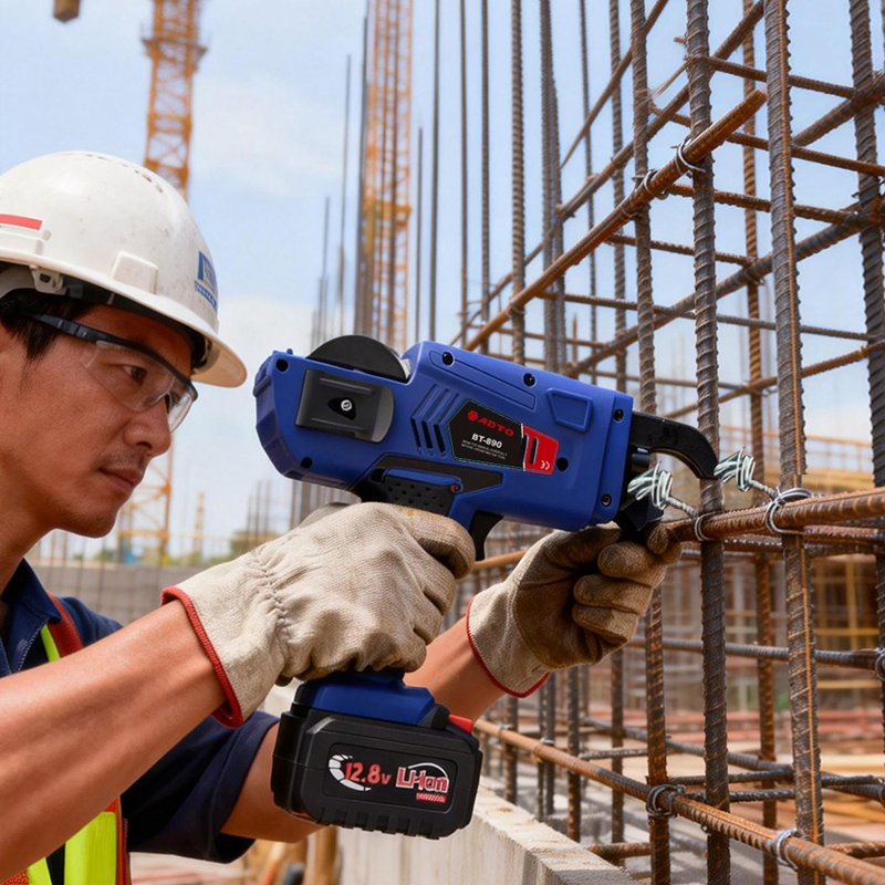 CE 8-32mm Steel Rebar Tier Gun, Rebar Tying Machine 12V Automatic Handheld Electric Cordless Li-ion Battery Rebar Tier Tying Machine for Construction
