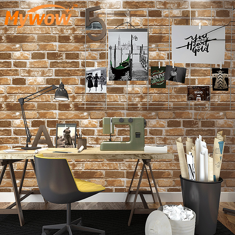 Brick Marble Design Suede Wallpaper for Home Decor