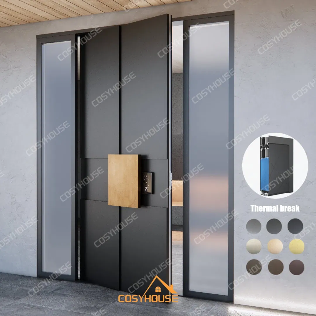 Luxury Sintered Marble Aluminum Doors and Windows Decorative Marble Front Door Smart Security Front Entry Doors