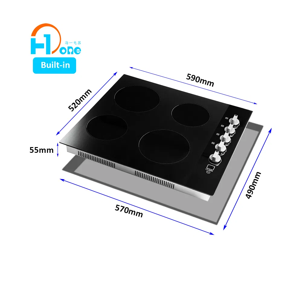 600mm Built-in 4 Zone Ceramic Cooker with Knob Control