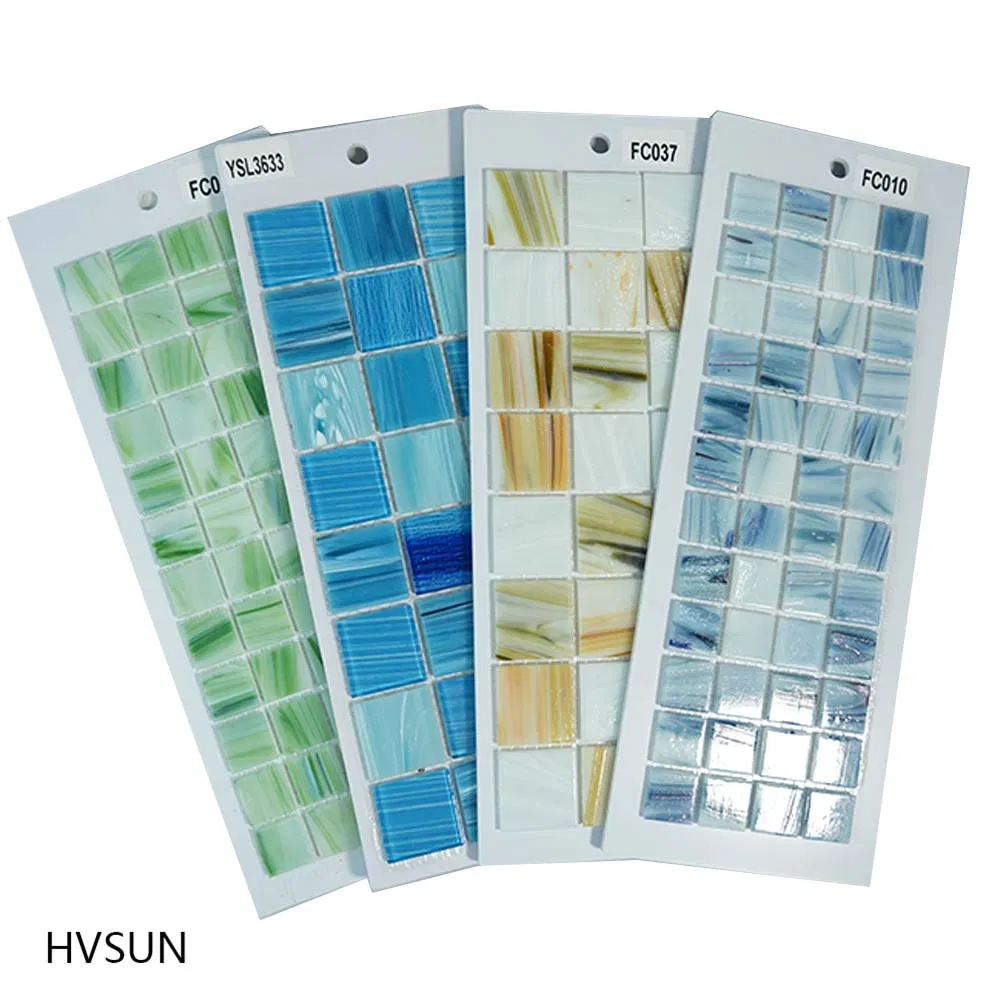 One Stop Pool Supplier Foshan Factory Price Bathroom Square Mix Color Blue Swimming Pool Crystal Mosaic Glass Tile