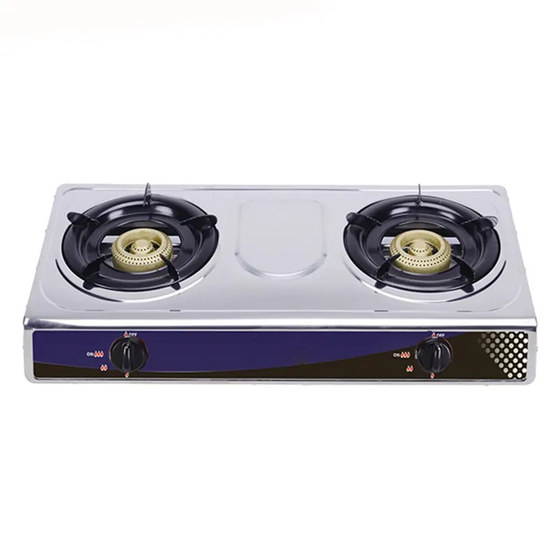 Двухконфорочная газовая плита из нержавеющей стали