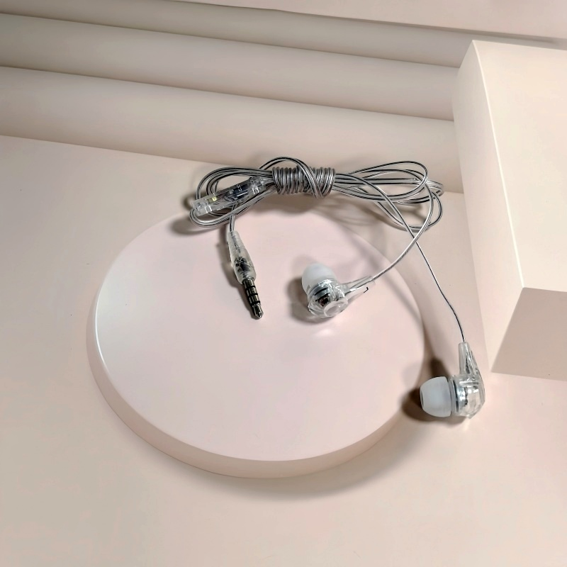 3 5mm Wired Transparent Fashion Headphones with Microphone for Prison Use