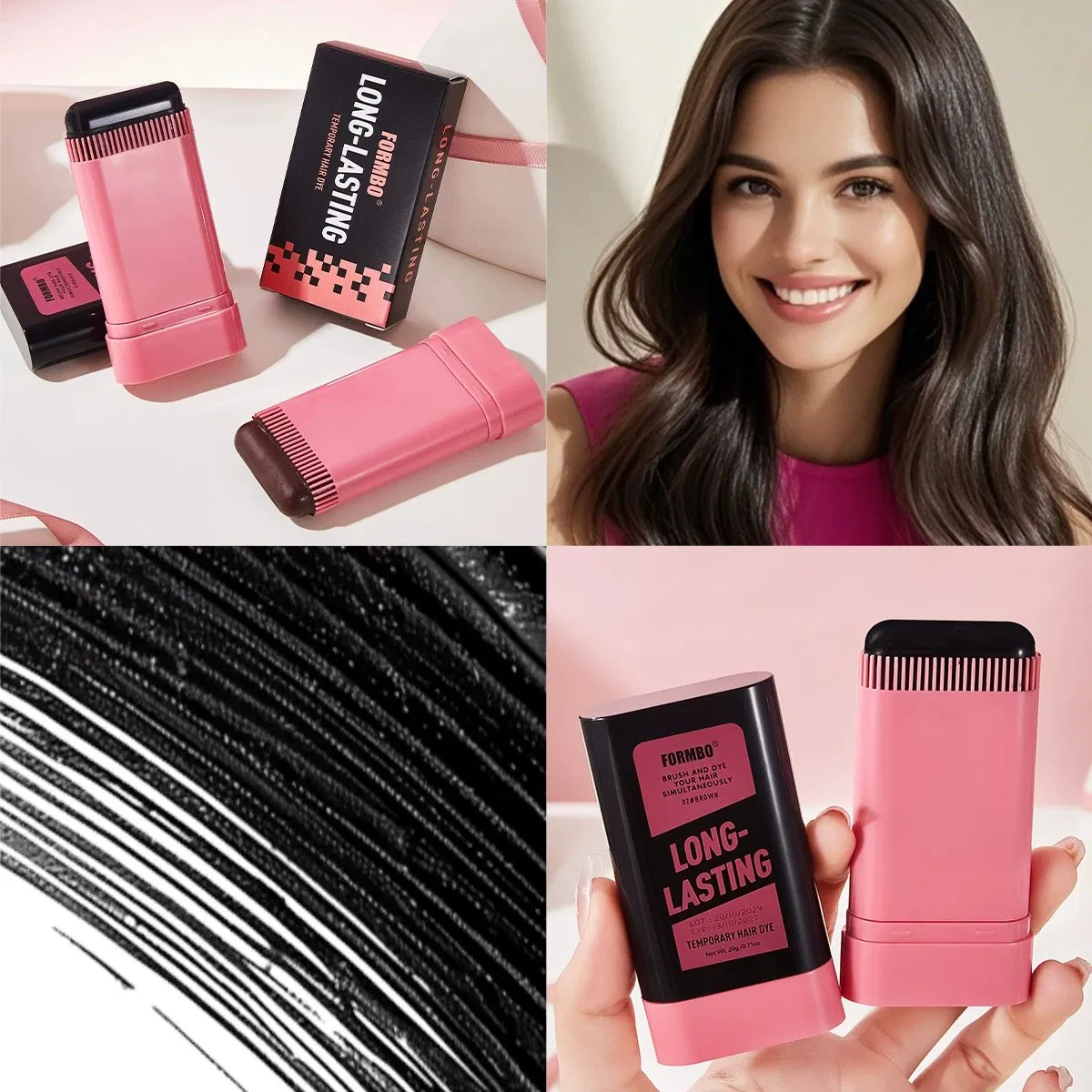 Disposable Hair Dye Concealer Stick Covers Grey White Hair Correct Over-Bleached Wig Knots Black