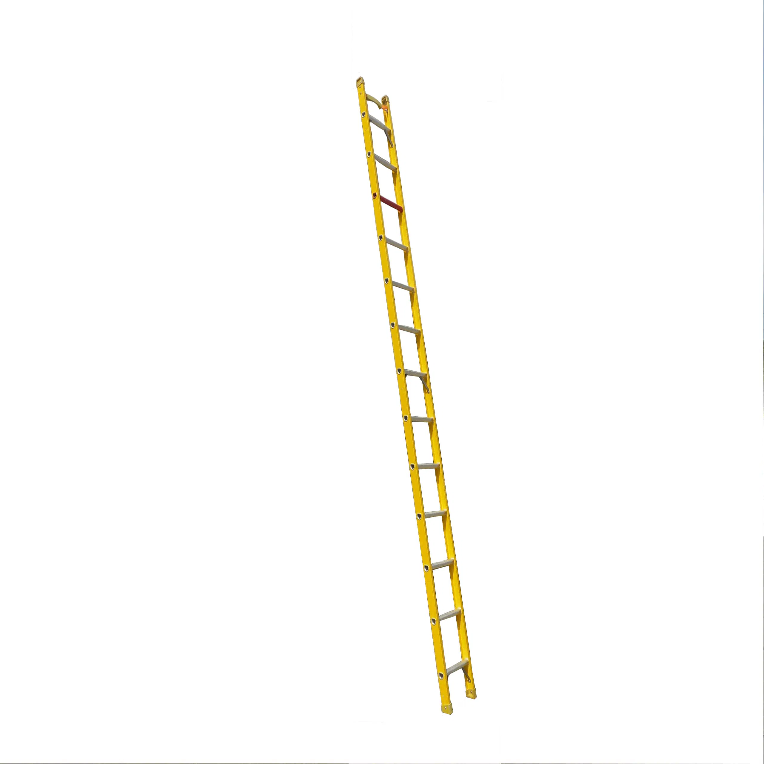 (375LBS) 35kv 4.5m Fiberglass Grooved Rails Single Straight Ladder