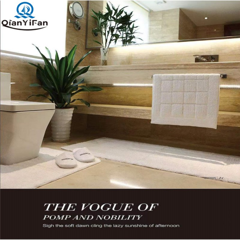 Star Hotel Guest Room Bathroom Absorbent Machine Washable Cotton Thickened Bath Mat