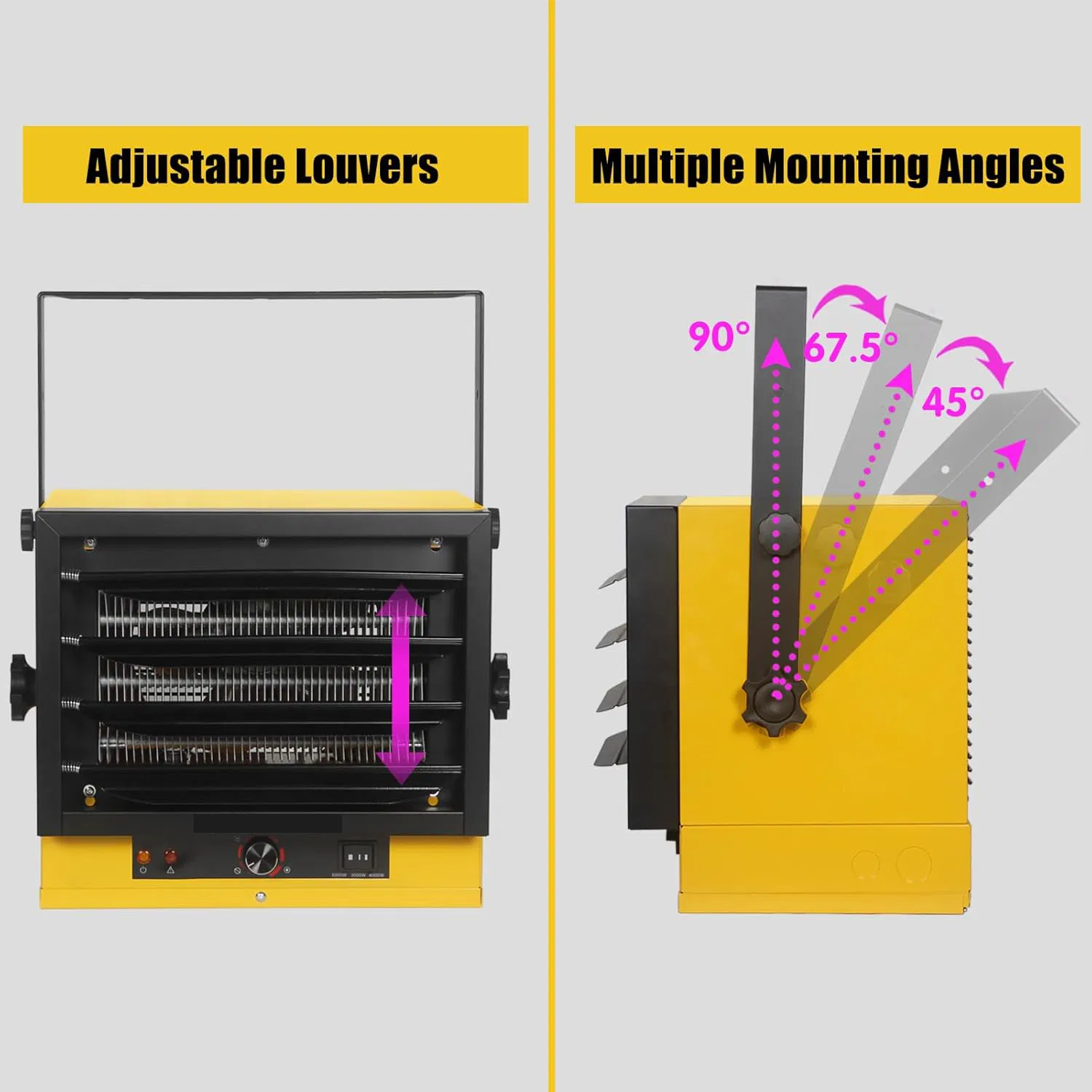 5000 Watts 240V Electric Heating Wire Garage Fan Heater 3 Speeds