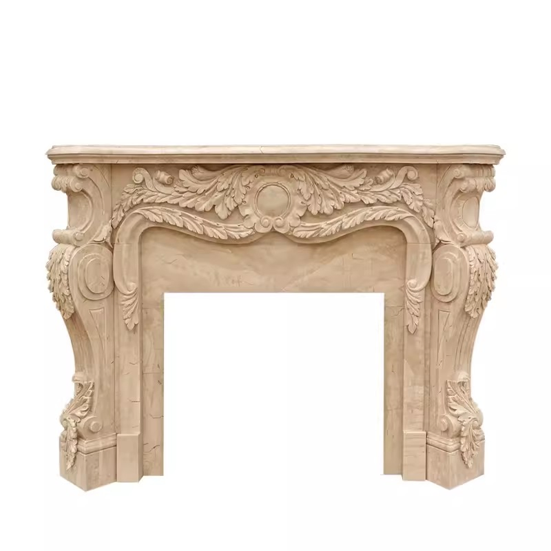 Chinese Fireplaces Surround Hand Carved White Marble Fireplace for Villa