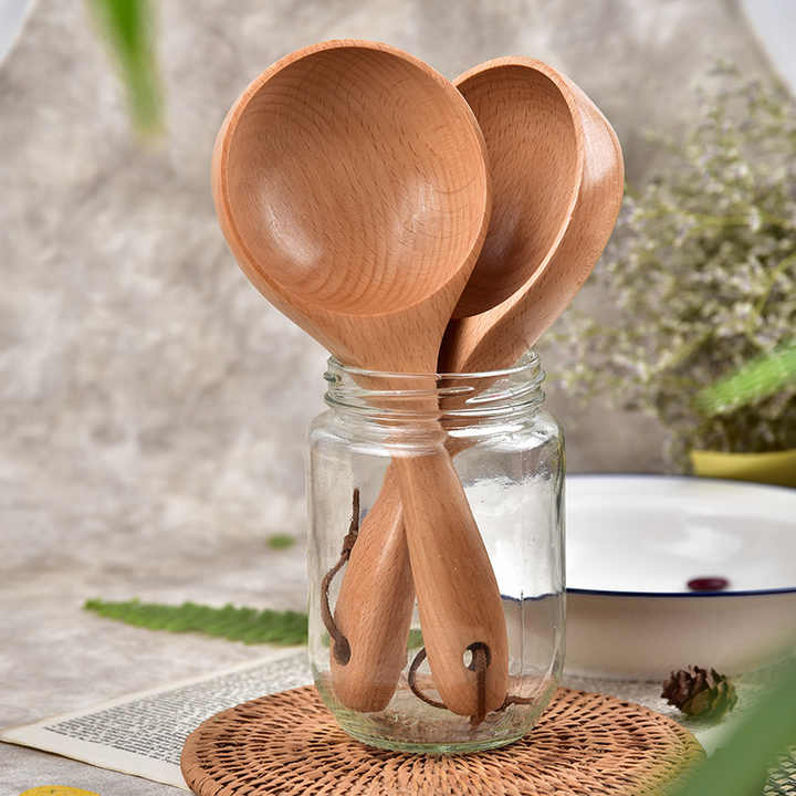 Wooden Utensil Wedding Gifts Soup Spoon with Hang String