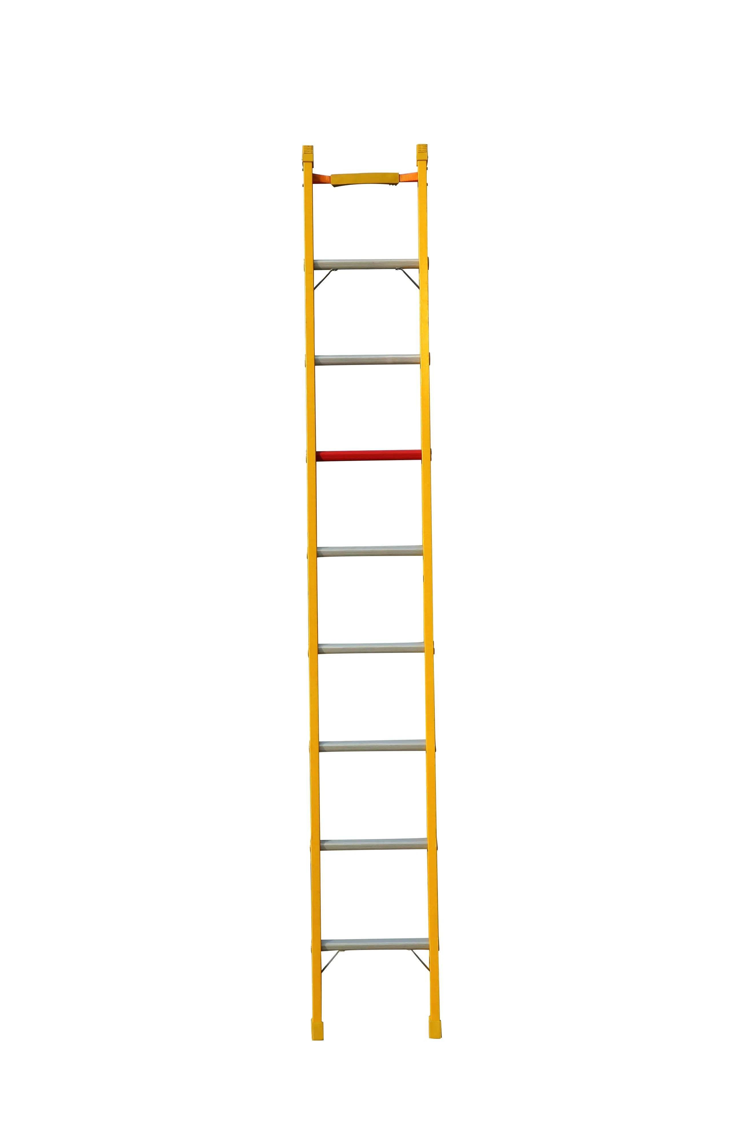 35kv Yellow Fiberglass Straight Ladder for Electric Works