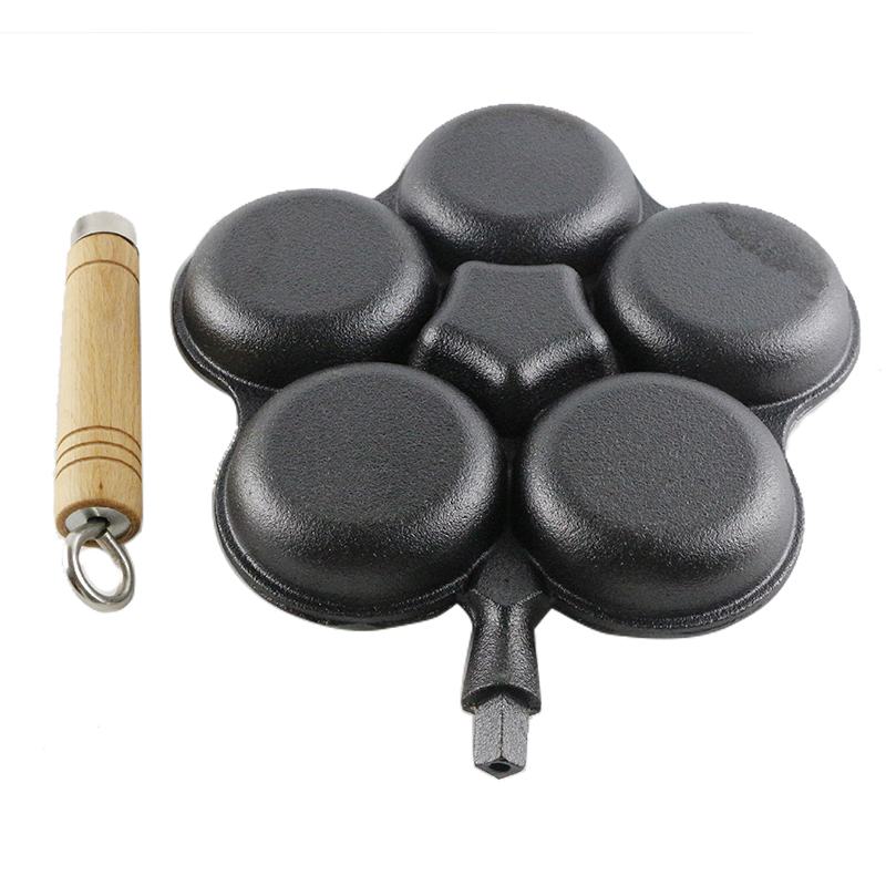 Чугунная форма для тефтелей на 6 ячеек со съемной ручкой